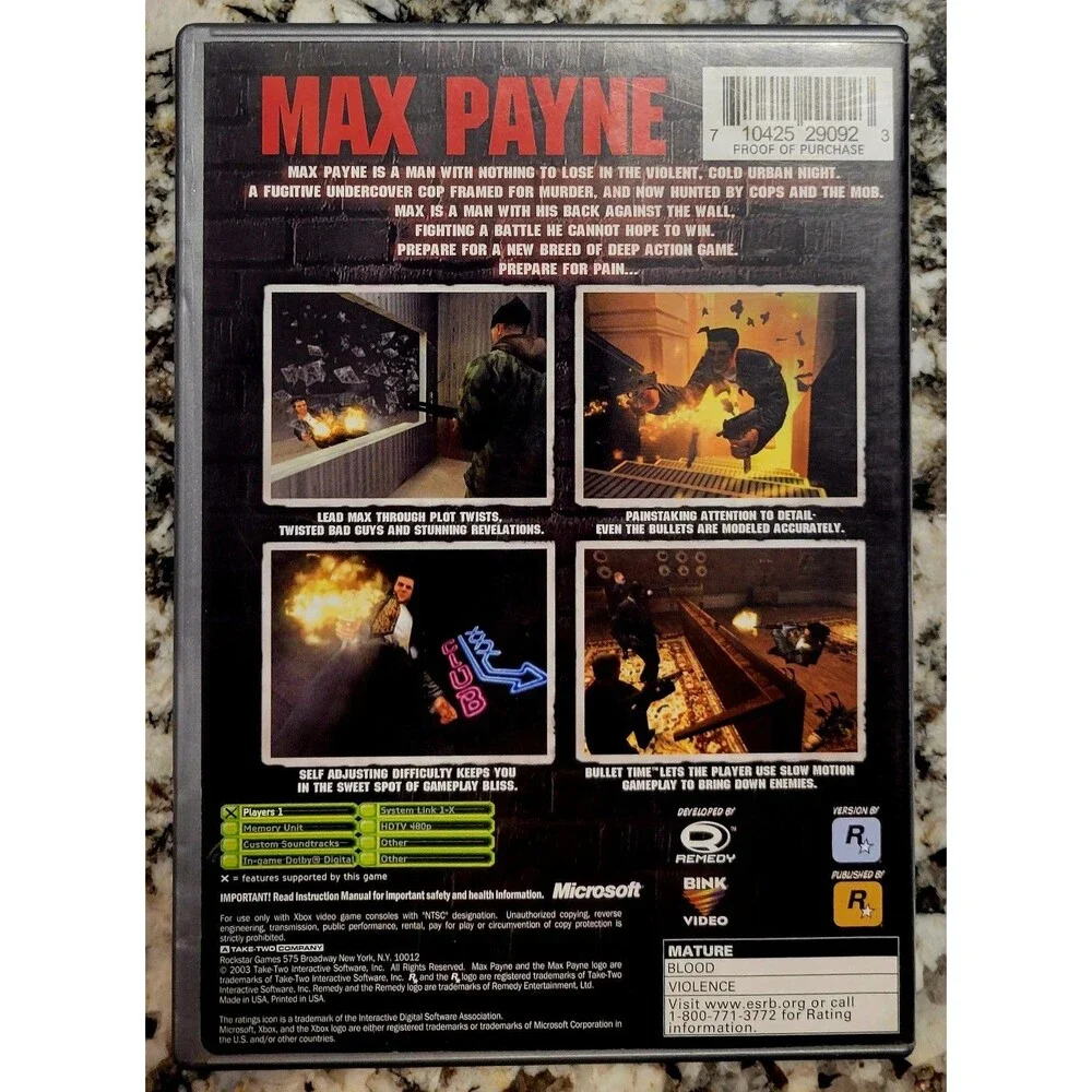 OG Xbox: Max Payne Platinum Hits/Complete/ Manual/Tested & Working/Fast Shipping